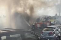 Fire truck caught fire on the road in Minsk