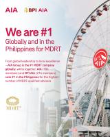 AIA Philippines and BPI AIA rank No. 1 in the Philippines for having the highest combined number of MDRTs
