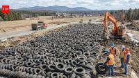 Maine buried 20,000 discarded tyres beneath a road to fight frost and spring mud, while turning a growing waste problem into an engineering solution