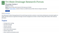 25th annual Tri-State Drainage Research Forum brings latest research to Owatonna, Minn.; Initial registration deadline for professionals is Sept. 15