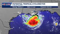 System upgraded to Potential Tropical Cyclone Five in Gulf