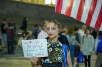Participants of the continuous protests in Tbilisi welcomed Saba Jikia.