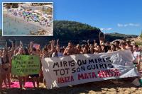 Anti-tourism activists descend on ‘overcrowded’ beach at iconic vacation destination for partygoers
