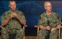 Top Navy admiral holds ‘worldwide’ town hall; sailors ask about deployments, the future, health care and haircuts