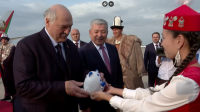 Belarusian President Alexander Lukashenko arrives in Bishkek