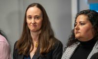 Woke Seattle Mayor Katie Wilson walks stony-faced after being confronted about attempts to fire her