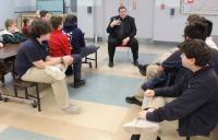 Father Joseph W. McQuaide, Pat Zingo present ‘Soul of business’ A.I. presentation at Catholic Business Network breakfast Sept. 18