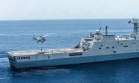 PLA Navy's Type 071 comprehensive landing ship joins commercial vessel rescue drills with escort taskforce in Somalian waters