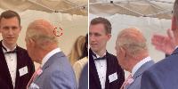 King Charles has wasp batted off his head by royal protection officer at garden party