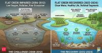 In 2012, Indiana began protecting Flat Creek, a 54-mile stream affected by pollution. 10 years later, multiple stretches had recovered enough to be removed from the list