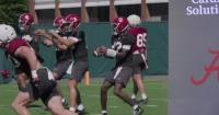 Alabama football players speak with media before first game