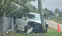 Van crashes into power pole in Tonga