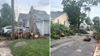 Indiana resident's storm footage shows trees down, cars damaged, and streets destroyed