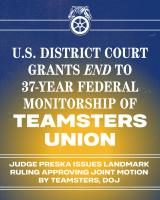 U.S. District Court Grants End to 37-Year Federal Monitorship of Teamsters Union