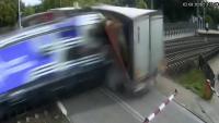 Lorry driver's botched escape attempts fail to outrun oncoming Polish train