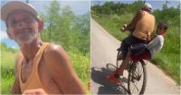 They give a thousand pesos to a Cuban grandfather who takes his grandchildren to school by bicycle