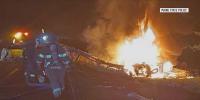 Two seriously injured after pickup truck crashes, catches fire on Maine Turnpike in Auburn