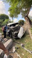 Two injured after minibus crashes into wall at Pierrot