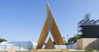 temporary pavilion uses cedar, cypress, and reclaimed CLT for japan’s forest festival