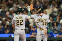 Athletics post 4-HR third, damage Mariners’ playoff hopes