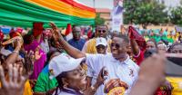 Gideon Boako distributes motorised spraying machines to Tano North cocoa farmers