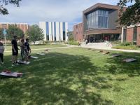 Students enjoy cornhole and snacks at first weekly wellness event