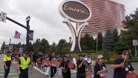 Workers continue picketing outside Encore Boston Harbor casino in Everett