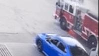 Fire truck catches fire at Massachusetts gas station