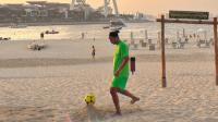 Just for the kicks, Ronaldinho enjoys a game of foot volley on UAE beach