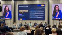 The First Lady of Romania, Mirabela Grădinaru, speaks in Chisinau about the risks involved for young people in using online social platforms such as…