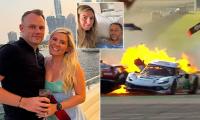 Brit racing driver's wife 'can't believe he is alive' as she hails his 'superhero' rival for saving his life by dragging him from fireball crash - before hours of surgery on broken bones and collapsed lung