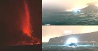 Indonesian fishermen watch Anak Krakatau eruption as volcanic debris rains onto vessels