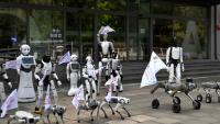 Humanoid and quadruped robots demand AI regulation in Poland: demonstration in Warsaw warns about jobs
