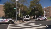 Officer fatally shoots dog during arrest of wanted DC homicide suspect A man wanted in a deadly July stabbing was arrested Sunday in Northwest D.C. as an officer fatally shot a dog that police said charged at officers.