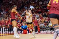 Iowa uses outside hitting for a sweep of Iowa State