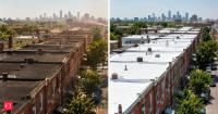 Philadelphia installed white roofs on about 340 low-income seniors’ homes from 2001–2003; ceiling temperatures fell 4–5°F, and air-conditioning electricity use fell by 560 kWh per year