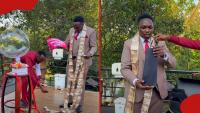 Kenyan man holds back tears after US-based wife surprises him with KSh 200K and other gifts
