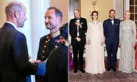 Norway's Haakon greets Prince William as a King for the first time at his father's funeral - after pair spent years together as heirs