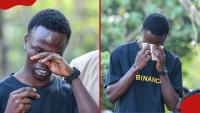 Kenyan man breaks down in tears of joy after enrolling at Moi University after scoring B+ in KCSE