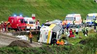 Several dead after tourist coach carrying 48 passengers crashes and overturns in Switzerland