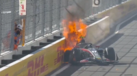 Spanish Grand Prix chaos as car catches fire after horror crash during free practice