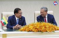 Cambodian PM and Myanmar President Witness Singing Ceremony...