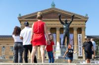 Construction began on the installation of the Rocky statue atop the Art Museum steps