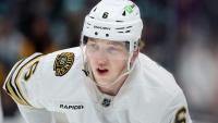 Bruins Trade Pitch Sends Mason Lohrei to Red Wings For Larry Keenan