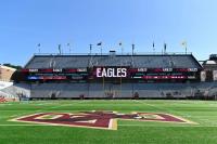 Boston College linebacker Bodie Kahoun leaves field in ambulance after injury
