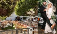 Emily Atack's wedding preparations get underway in the grounds of a 16th Century Spanish church hours before the star is set to marry Alistair Garner for a second time