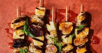 'Greek Out' take on halibut, halloumi skewers
