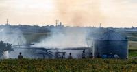 Barn destroyed after harvester catches fire in Earl Township [update]