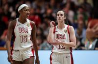 Caitlin Clark, Angel Reese caught on camera reacting to Team USA’s rough performance vs. Spain