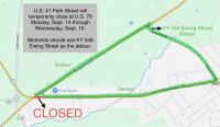 Intersection of U.S. 41 and U.S. 79 near Guthrie set to close Monday